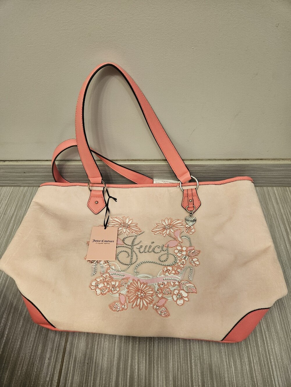 NEW Juicy Couture Tote - Powder Blush Color- w Rhinestones